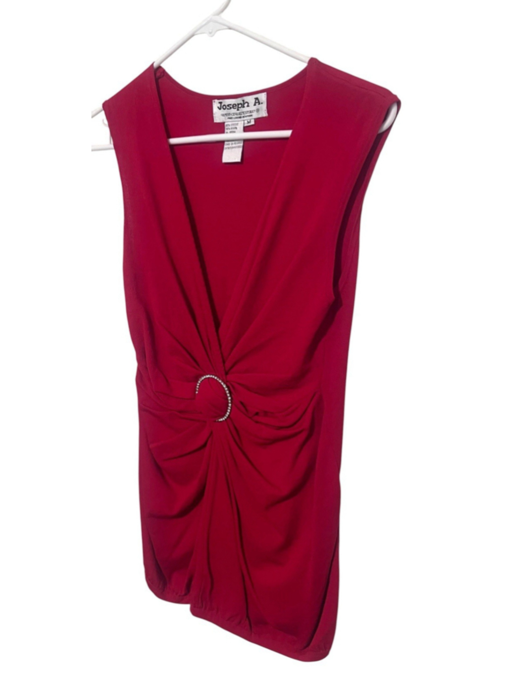 Vintage Joseph A. Rhinestone Buckle Y2K Top Women’s Medium Sleeveless Ruched